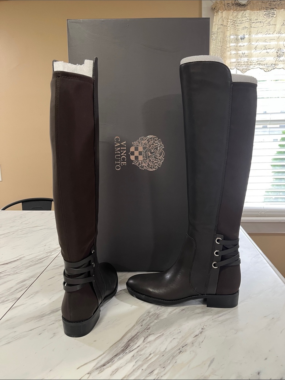 Vince Camuto Women's Tall Leather Riding Boots - Dark Brown